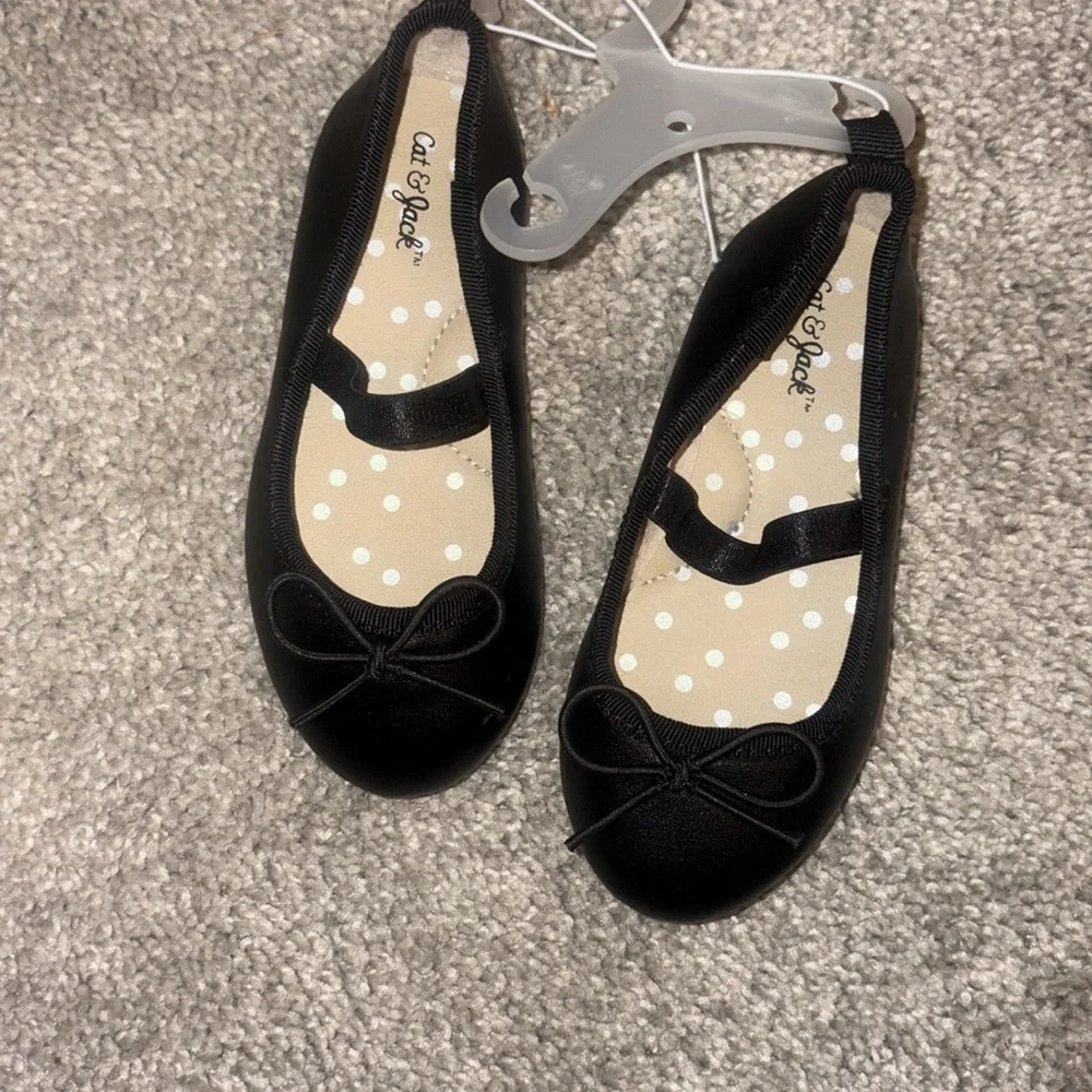 Cat & Jack Black Mary Jane Bow Baby Flats ballets size 7 new
